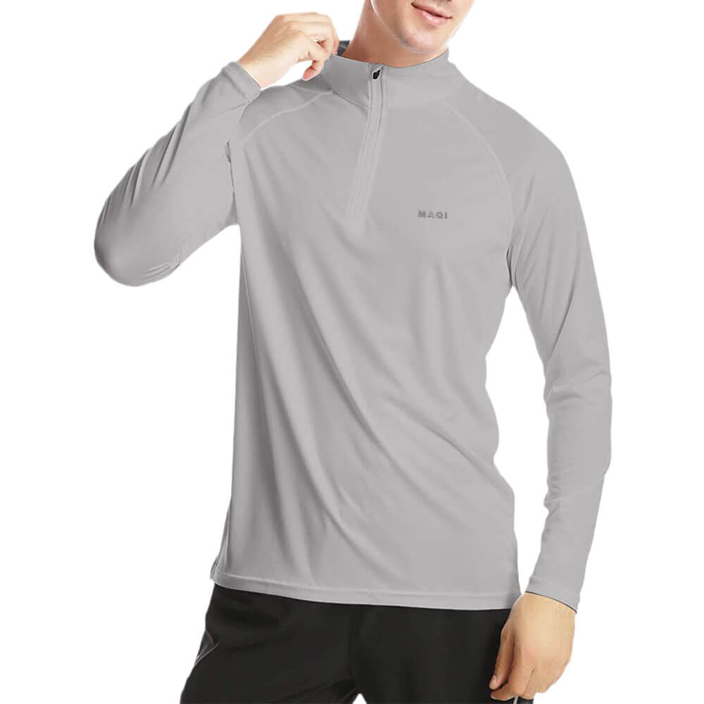 Maqi clothing manufacturer whole sale customized logo 1/4 zipper tshirt